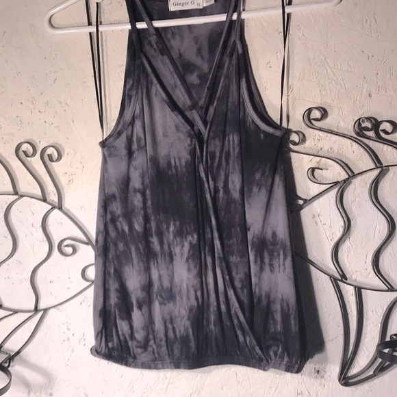 Womens Summer Thin Strap Tank by GINGER G Black & Gray Tye Dye Size Small - Picture 2 of 8